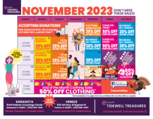 tidewell treasures sales calendar for november 2023