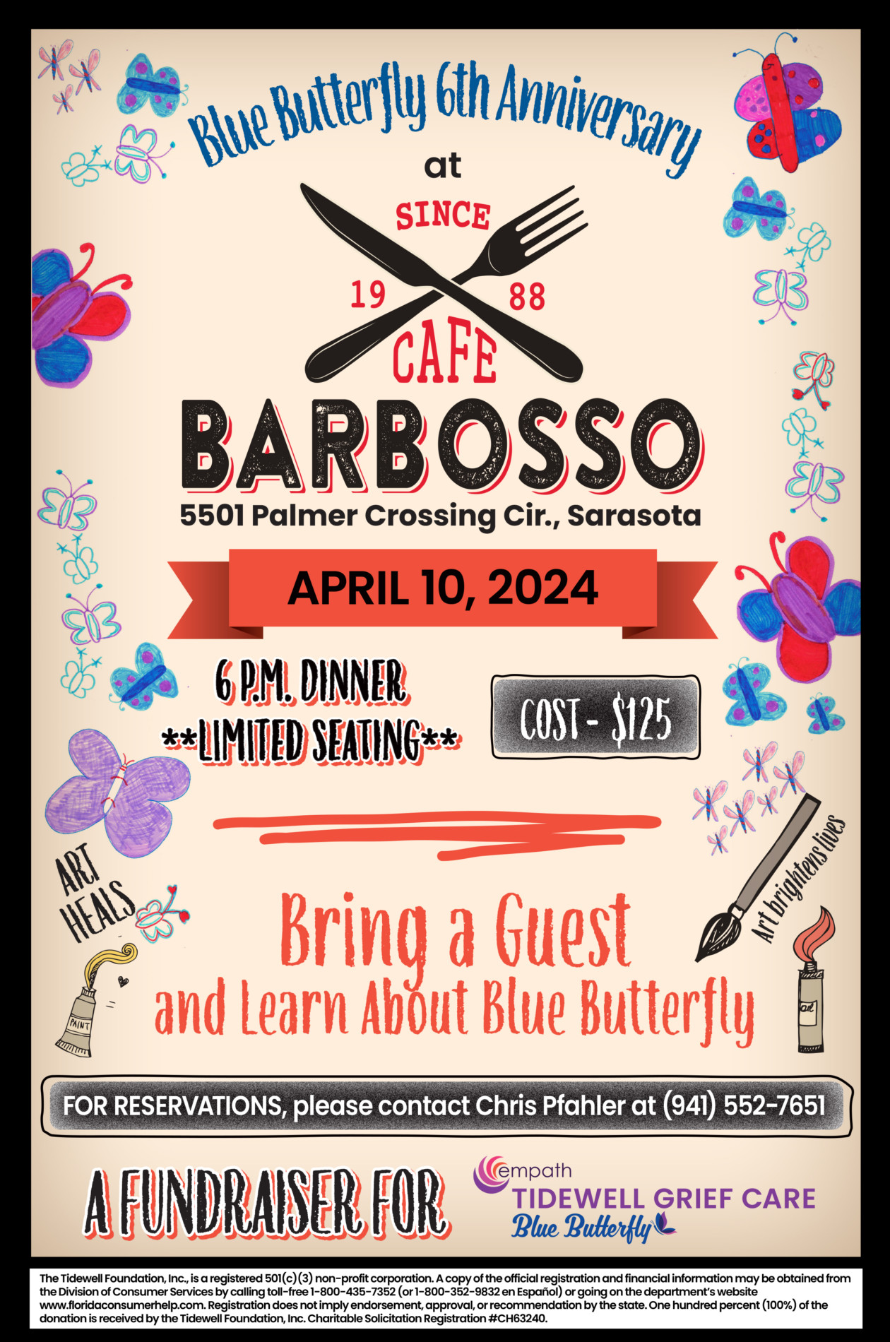 cafe barbosso blue butterfly fundraiser